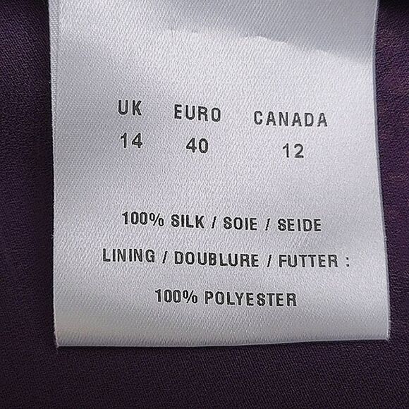 Vtg Y2K plum silk chiffon floral print sleeveless midi dress - Picture 6 of 14